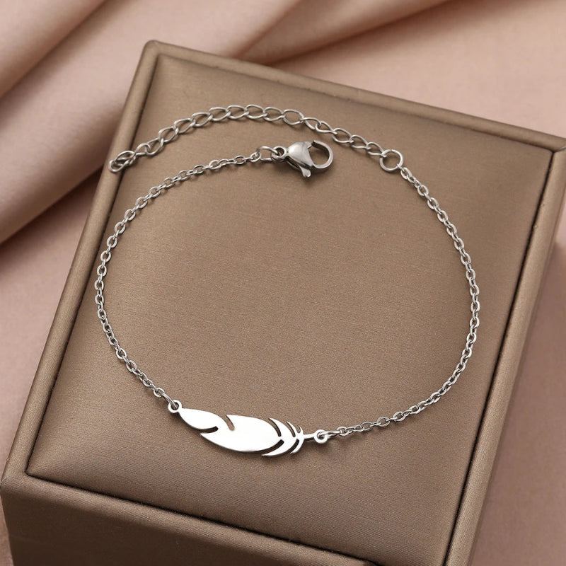 Bracelet de Charme avec Plume argent