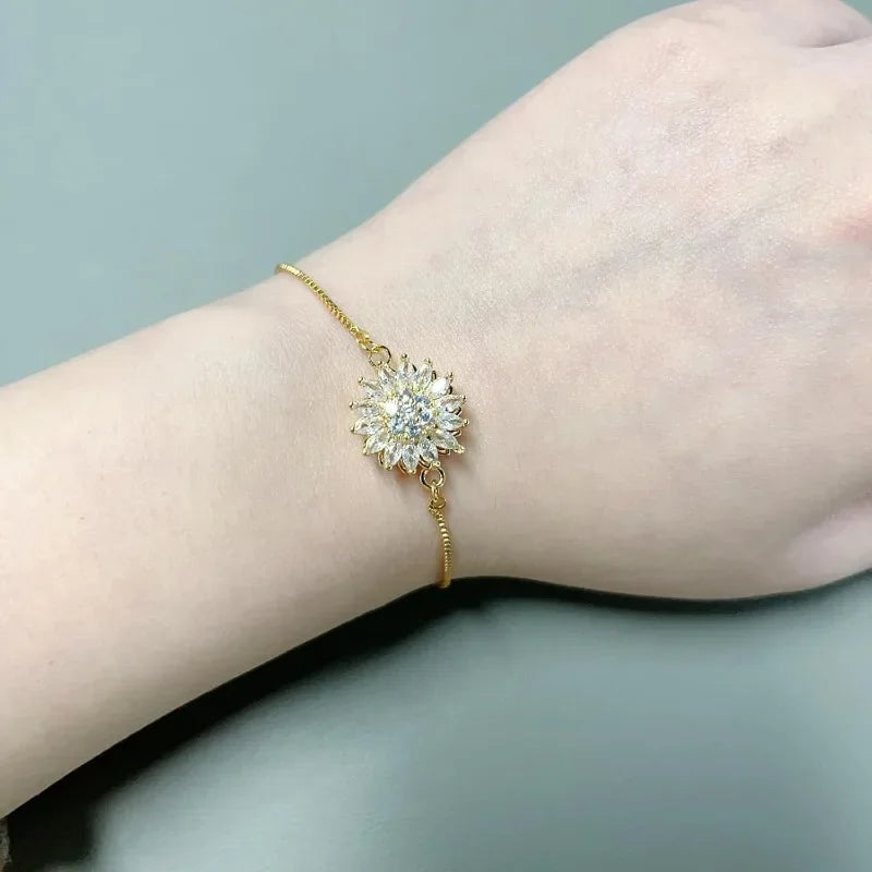 Bracelet avec Fleur Rotative Anti-Stress et Strass 2