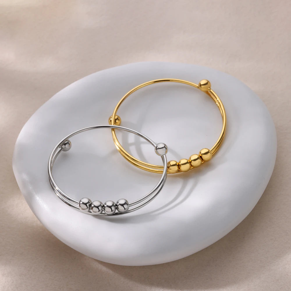 Βραχιόλι με Περιστρεφόμενες Χάντρες Αντιστρες για Άντρες ή Γυναίκες ασημί