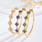 Βραχιόλι με τριφύλλια 4 φύλλων από ζιρκόνιο και μπλε πέτρες