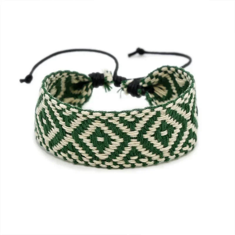 Βραχιόλι Βραζιλιάνικο με Γεωμετρικά Σχήματα Χειροποίητο πράσινο
