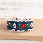 Βραχιόλι Βραζιάνικο Boho Κεντητό Χειροποίητο μπλε και λευκό