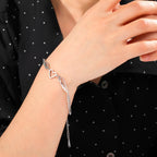 Βραχιόλι καρδιά και φτερά αγγέλου ασημί