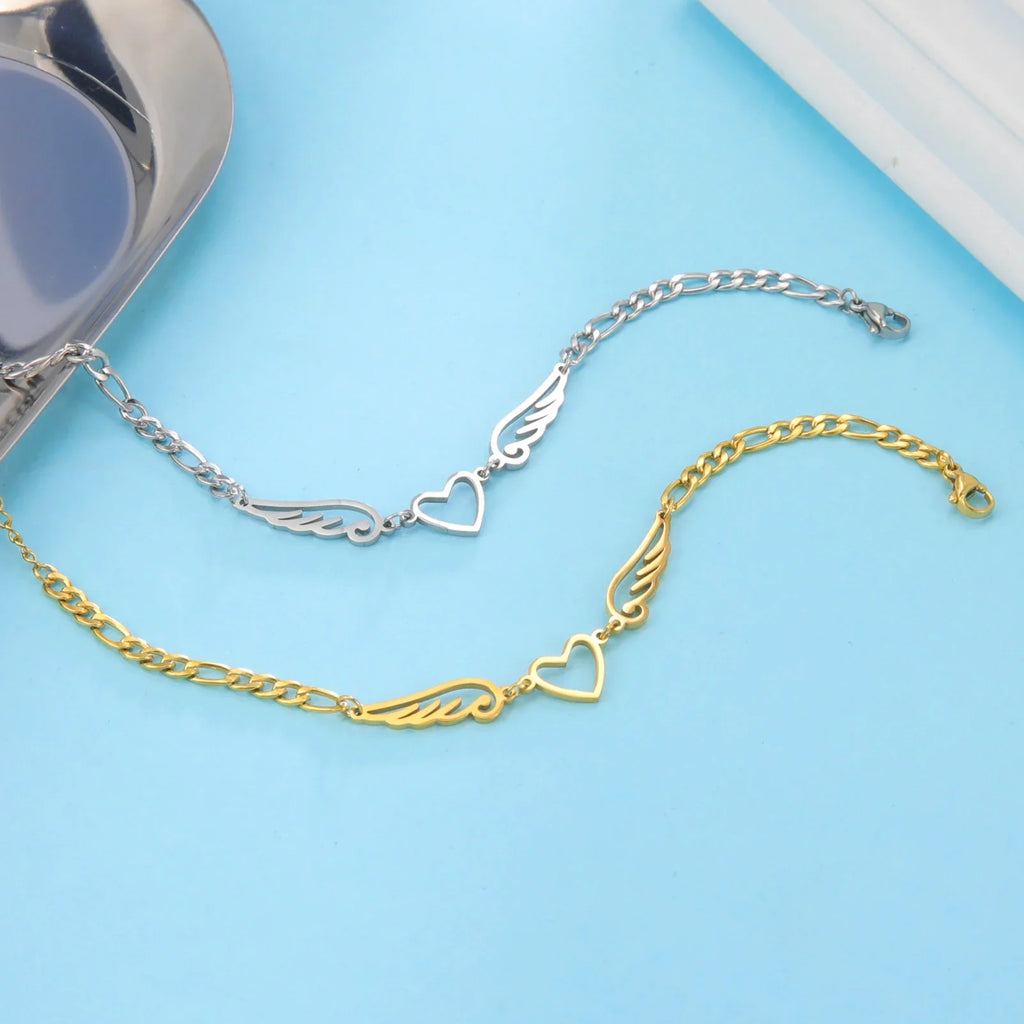 Βραχιόλι καρδιά και φτερά αγγέλου