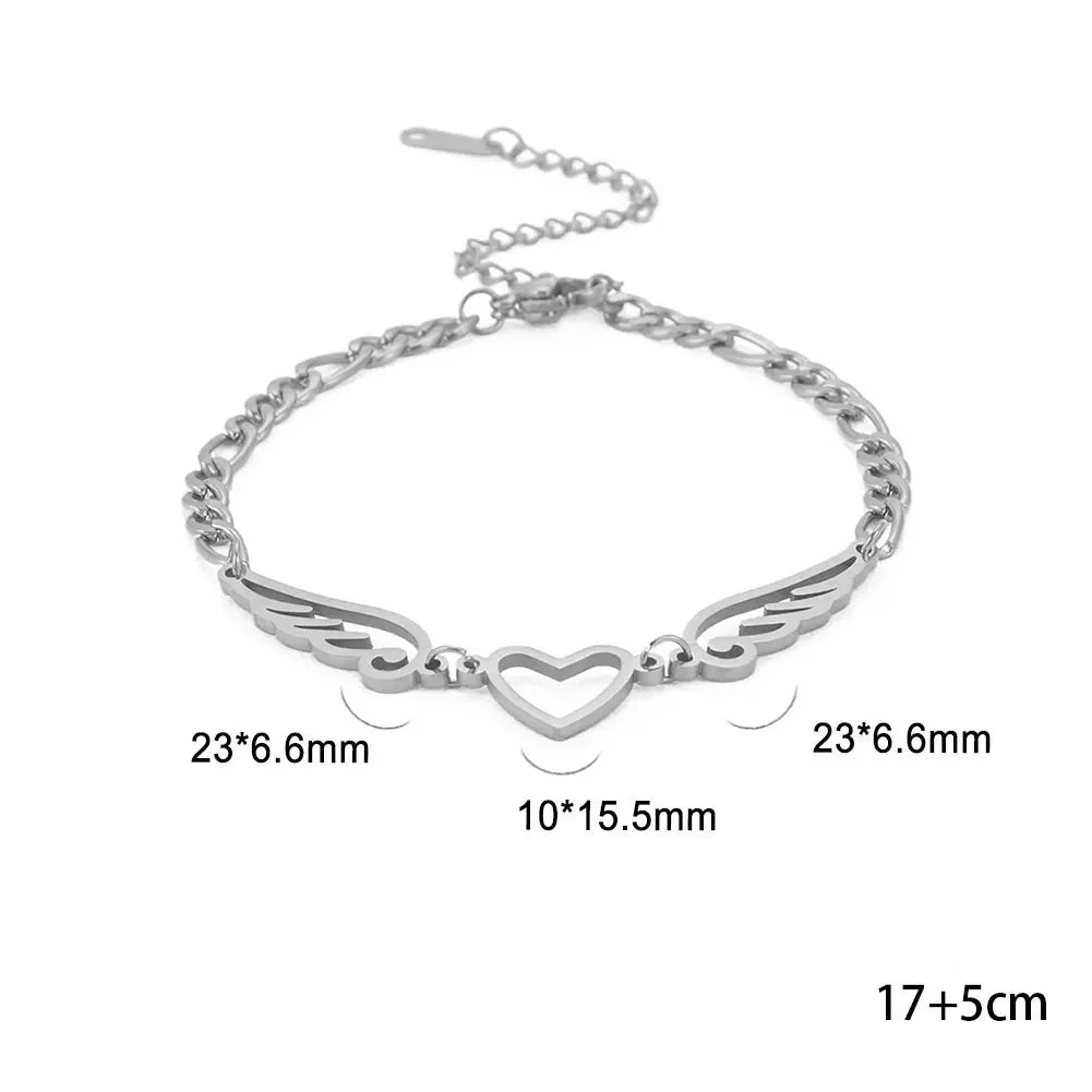 Βραχιόλι καρδιά και φτερά αγγέλου