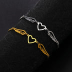 Βραχιόλι καρδιά και φτερά αγγέλου χρυσό