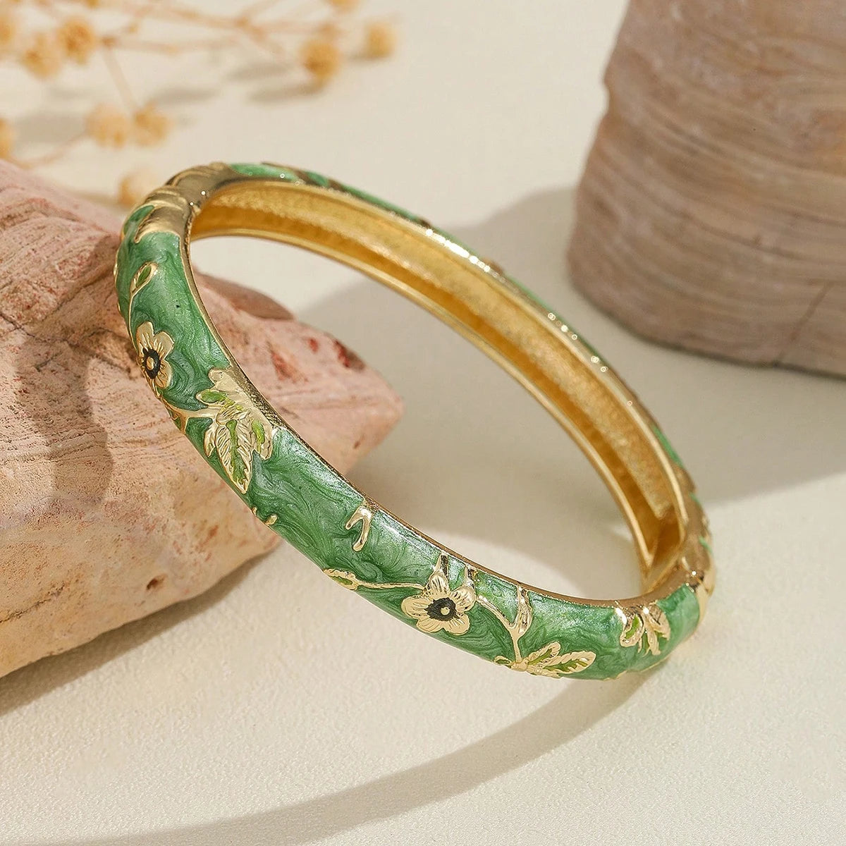 Bracelet Colorés avec Fleurs vert