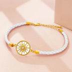 Βραχιόλι Πυξίδα από Δέρμα Πυξίδα Ρόδος των Ανέμων λευκό χρυσό