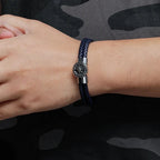 Βραχιόλι Πυξίδα Ανδρικό Δέρμα Πυξίδα Ρόδο των Ανέμων μαύρο