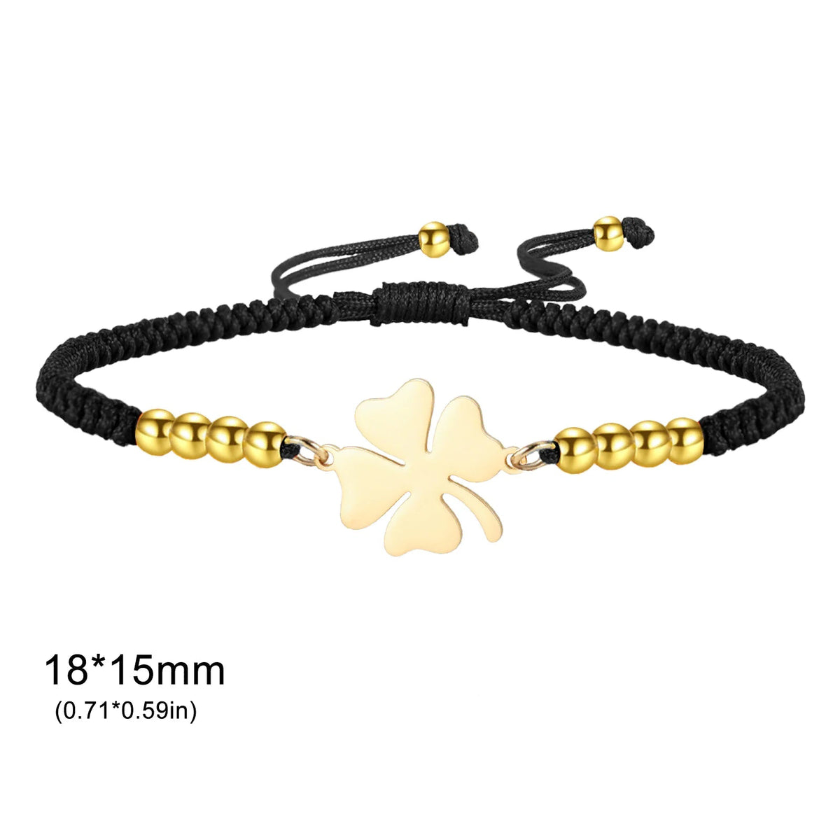 Βραχιόλι φιλίας με τετράφυλλο τριφύλλι μαύρο και χρυσό