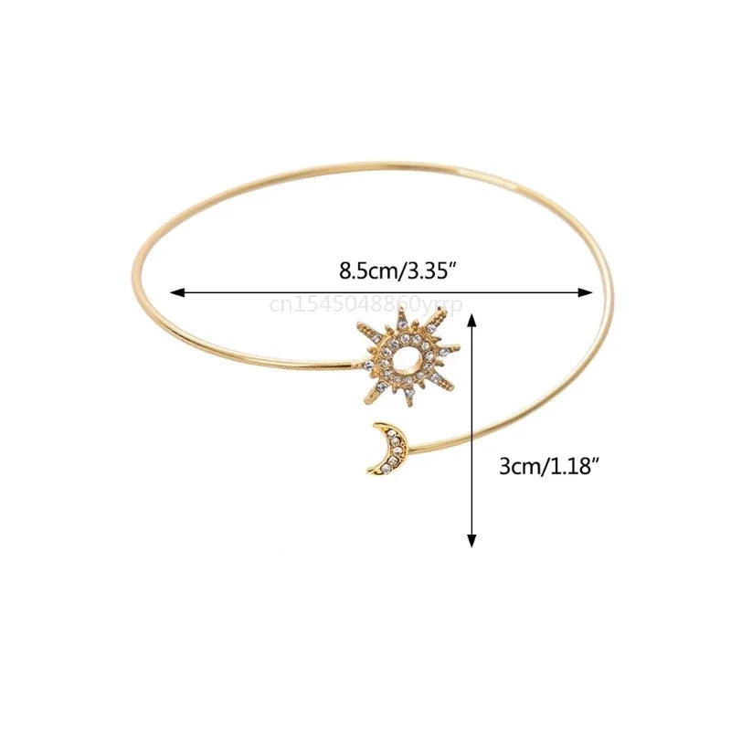 Βραχιόλι Χεριού Γυναικείο Ήλιος Φεγγάρι - Διακοσμητική Αλυσίδα Χεριού και Κόσμημα Δικεφάλου χρυσό
