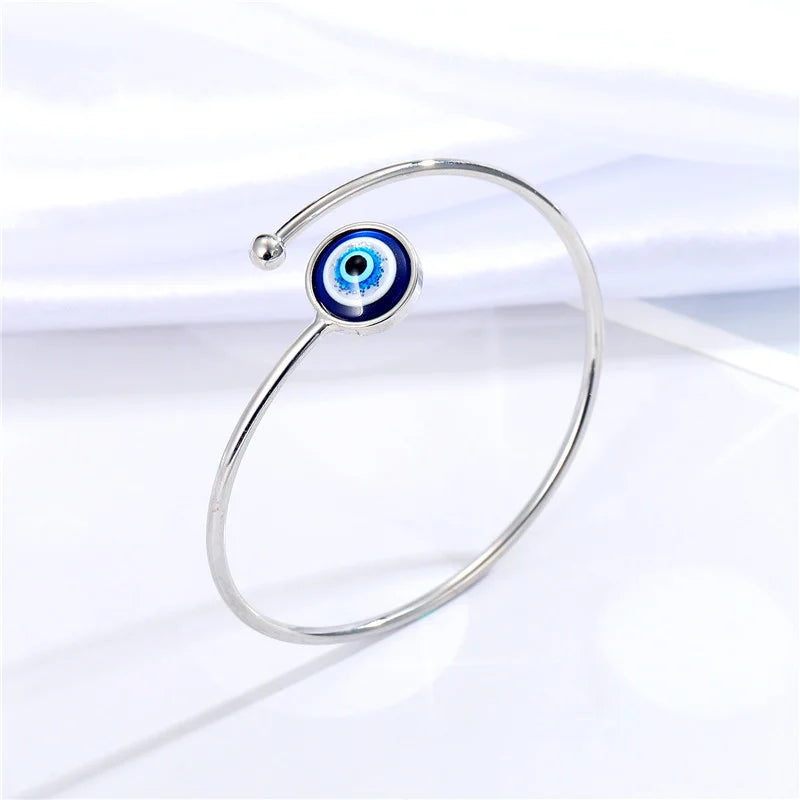 Bracelet de Charme Contre le Mauvais Oeil Bleu Turc argent