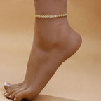 Βραχιόλι Ποδοκνημικής Πολύτιμοι Λίθοι Χρυσό και Ασήμι 