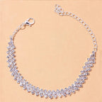 Βραχιόλι για τον αστράγαλο με διαμάντια από χρυσό και ασήμι για γυναίκες 