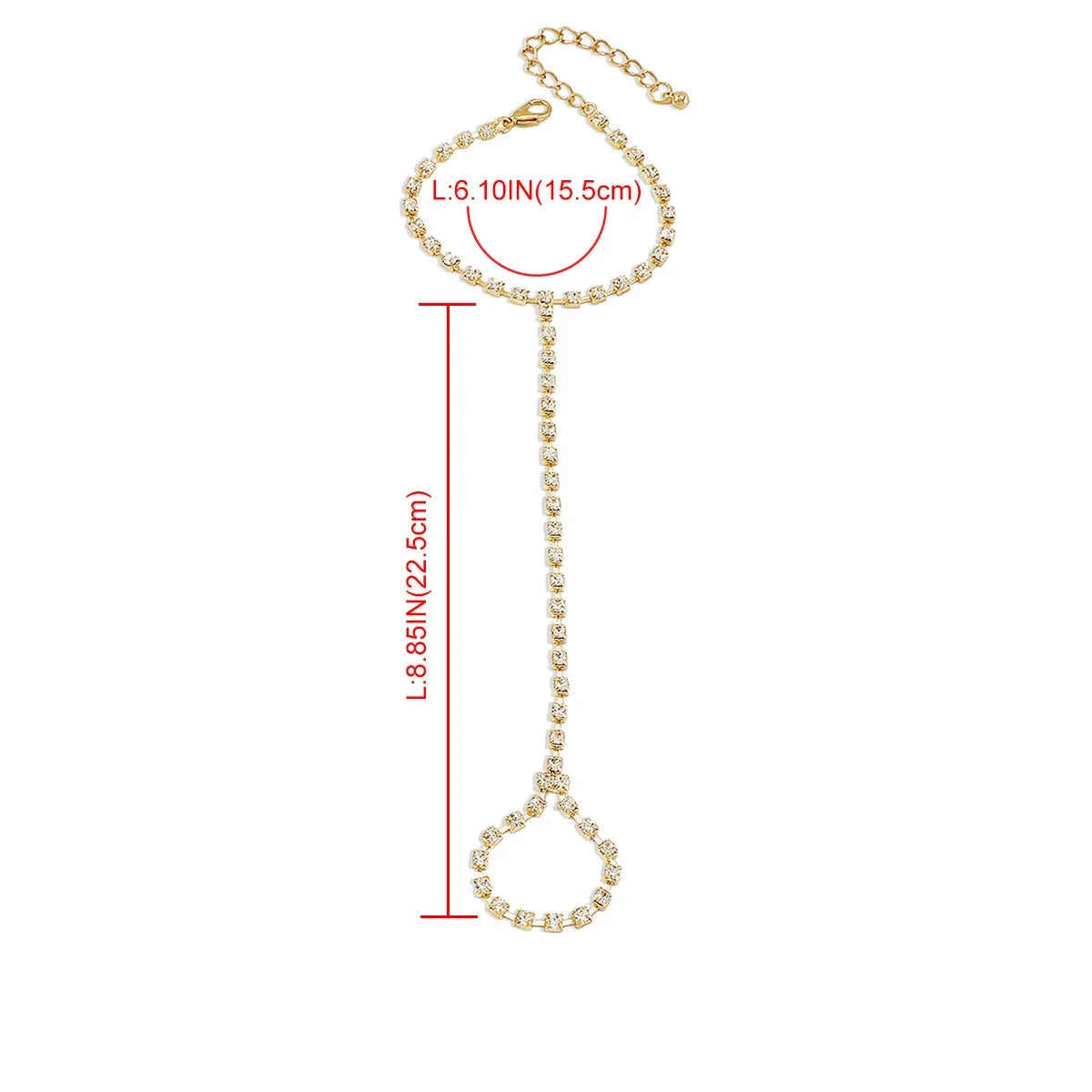 Βραχιόλι Χειρός με Στρας Κόσμημα Γυναικείο Αλυσίδα Χειρός & Δαχτύλου χρυσό