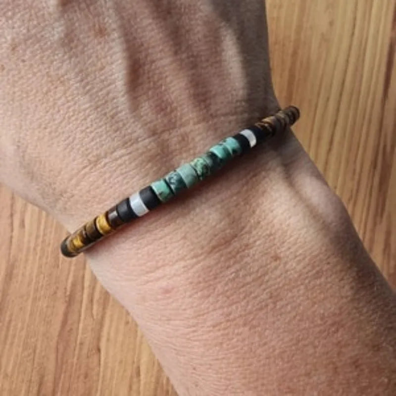 Βραχιόλι Προστασίας από Φυσικές Πέτρες Μάτι της Τίγρης και Αμαζονίτης 