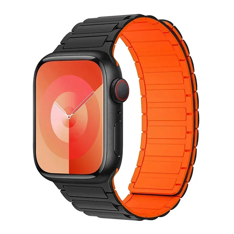 Μαγνητικό ανταλλακτικό λουράκι για Apple Watch μαύρο πορτοκαλί