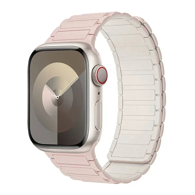 Μαγνητικό ανταλλακτικό λουράκι για Apple Watch ροζ και λευκό