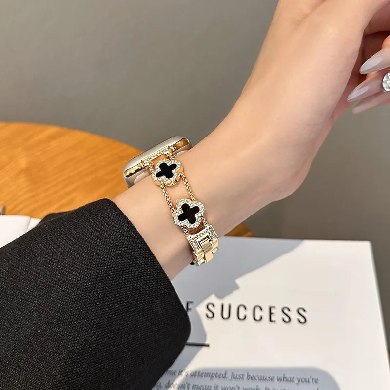 Ανταλλακτικό λουράκι για Apple Watch - σχέδιο τριφύλλι χρυσό