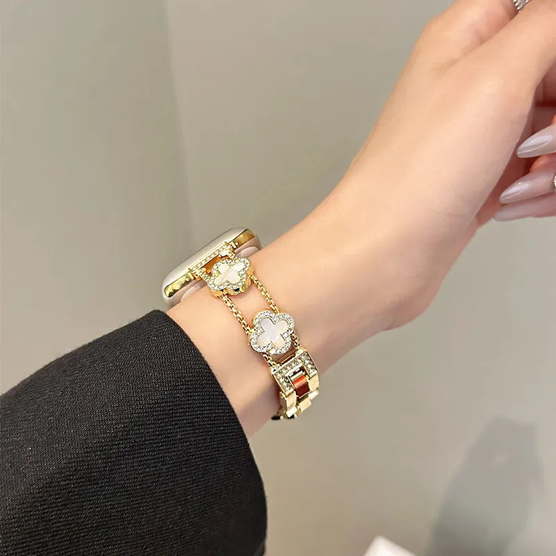 Ανταλλακτικό λουράκι για Apple Watch - σχέδιο τριφύλλι χρυσό