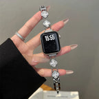 Ανταλλακτικό λουράκι για Apple Watch - σχέδιο τριφύλλι ασημί μαύρο