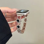 Ανταλλακτικό λουράκι για Apple Watch - σχέδιο τριφύλλι ασημί