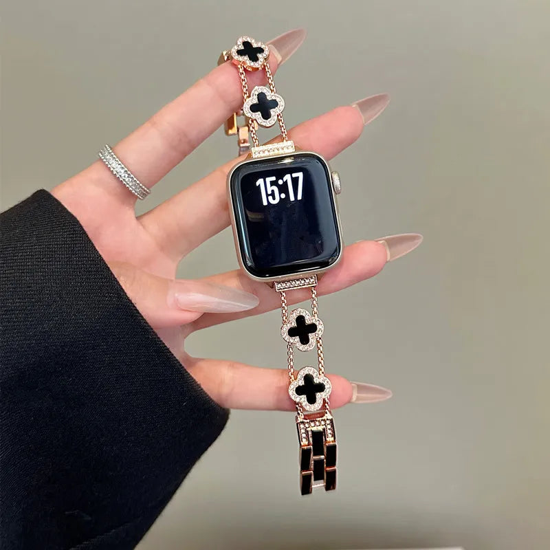 Ανταλλακτικό λουράκι για Apple Watch - σχέδιο τριφύλλι ροζ χρυσό