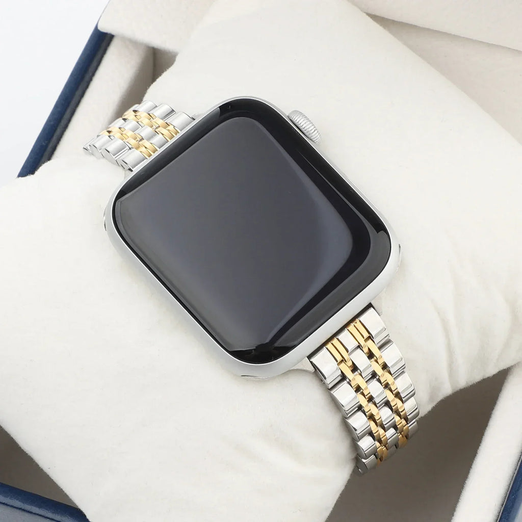 Ανταλλακτικό βραχιόλι για <span data-glossary-id="Apple Watch">Apple Watch</span> από ανοξείδωτο ατσάλι σε ασημί και χρυσό χρώμα