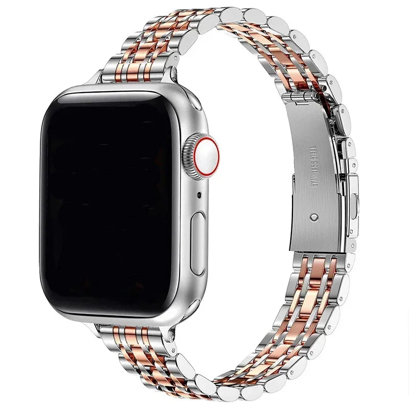 Ανταλλακτικό βραχιόλι για <span data-glossary-id="Apple Watch">Apple Watch</span> από ανοξείδωτο ατσάλι σε ασημί και ροζ χρυσό χρώμα