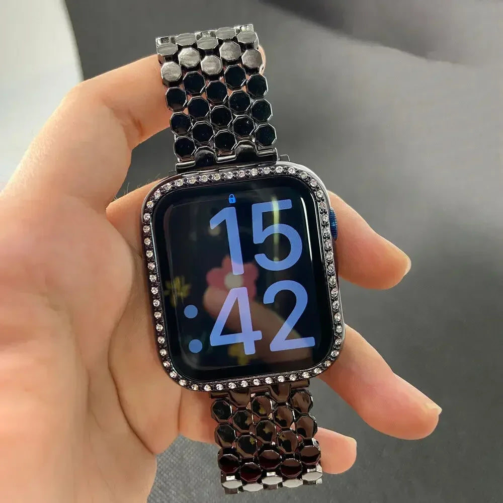 Ανταλλακτικό βραχιόλι για Apple Watch από ανοξείδωτο ατσάλι - για γυναίκες μαύρο