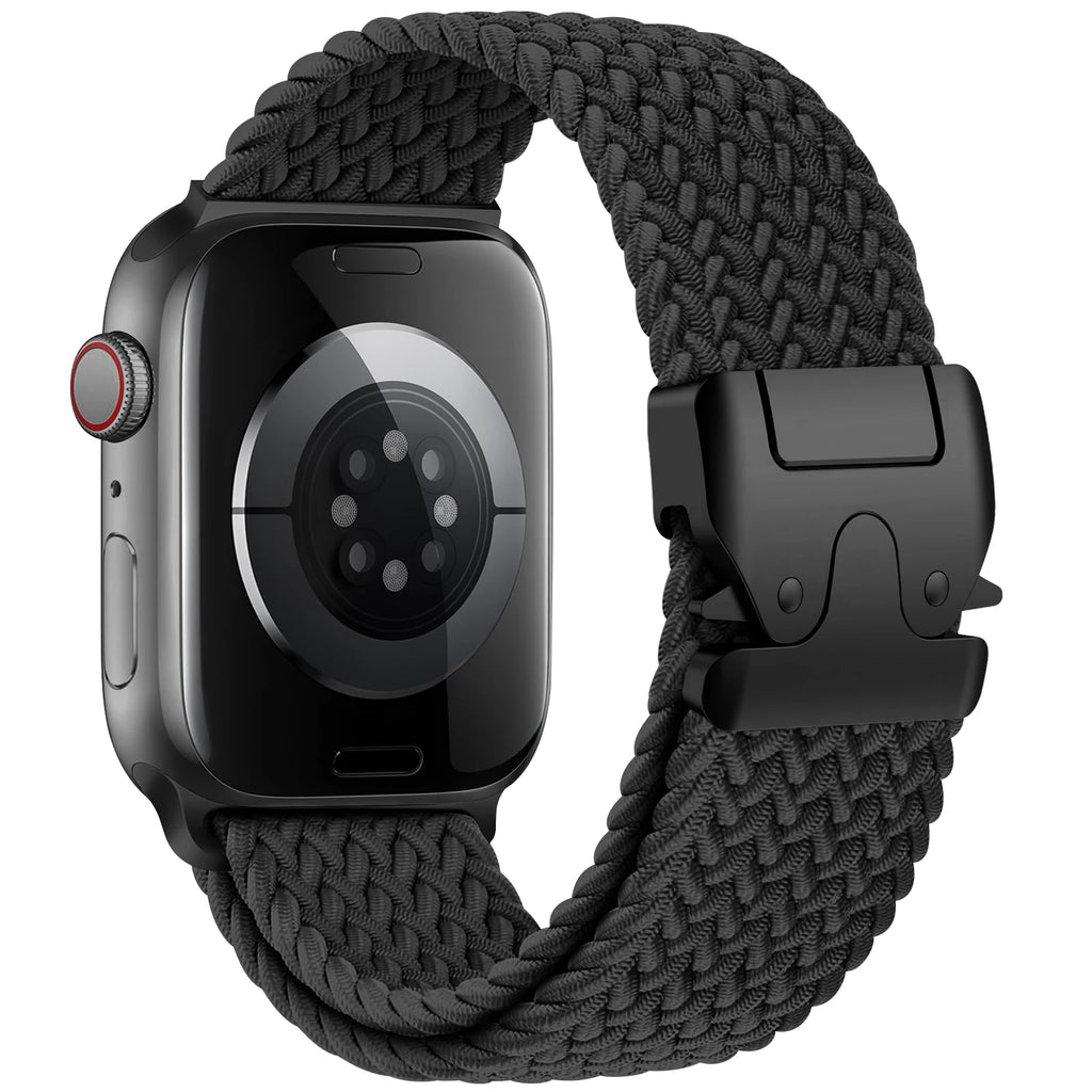 Ανταλλακτικό βραχιόλι για <span data-glossary-id="Apple Watch">Apple Watch</span> από μαύρο σχοινί αλεξίπτωτου
