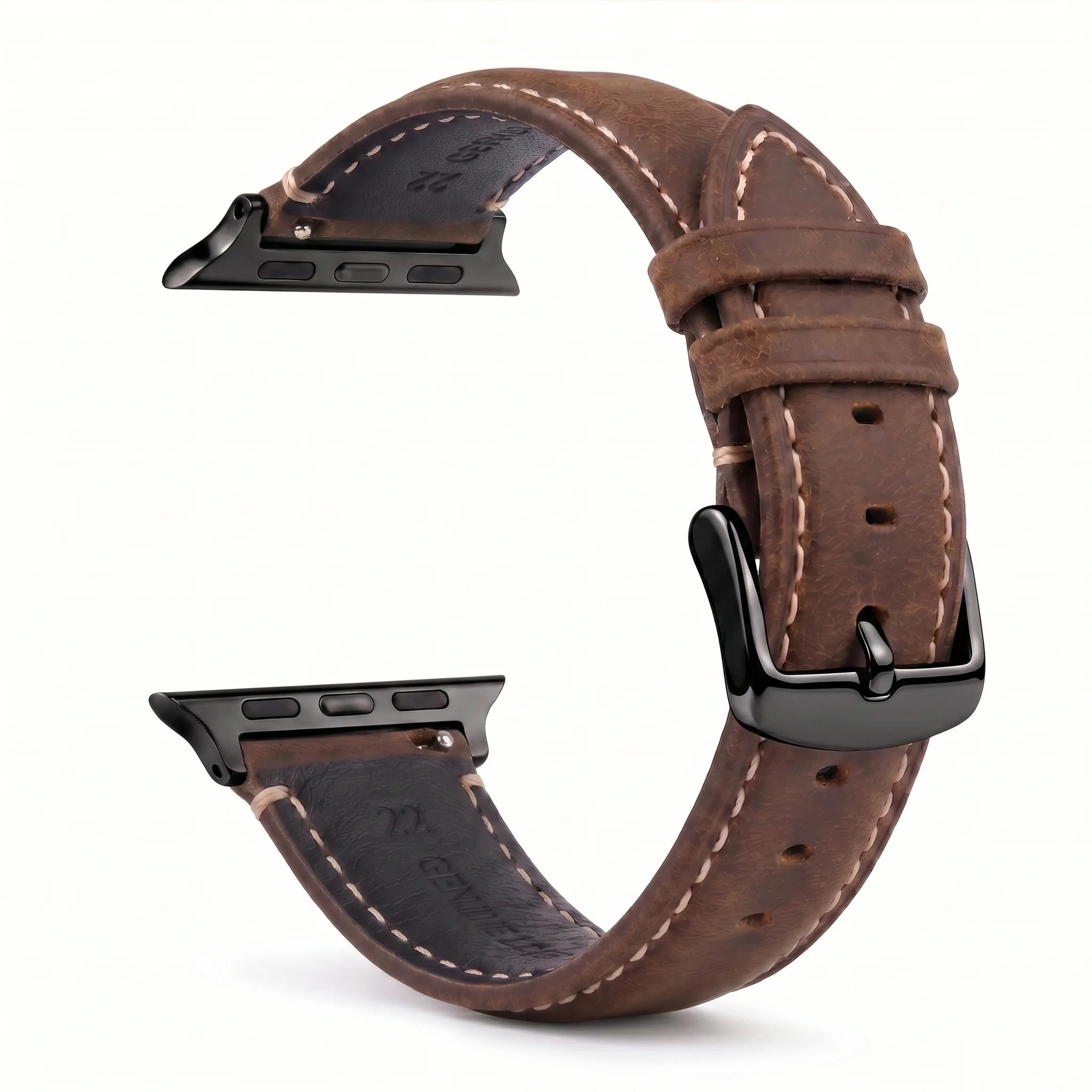 Ανταλλακτικό λουράκι για Apple Watch από κλασικό καφέ-μαύρο δέρμα