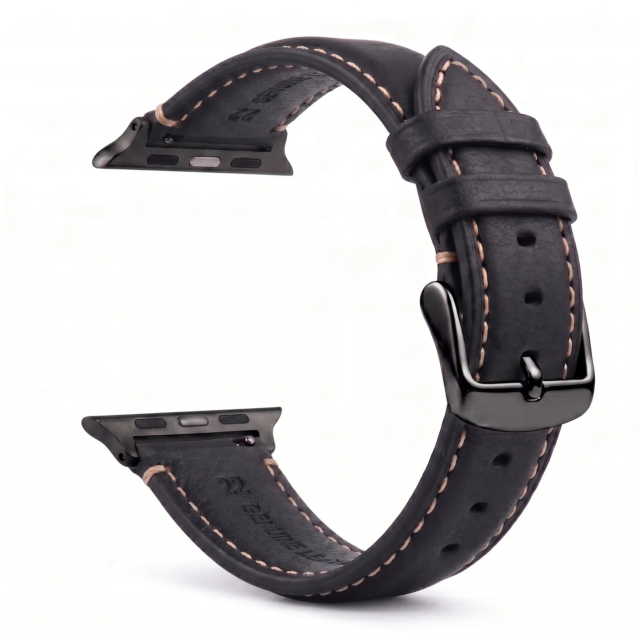 Ανταλλακτικό λουράκι για Apple Watch από κλασικό μαύρο δέρμα