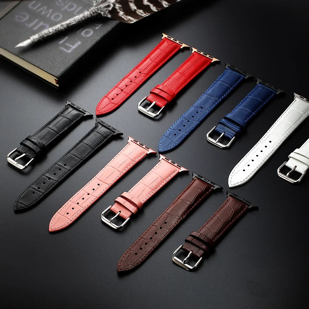 Ανταλλακτικό βραχιόλι για Apple Watch από δέρμα και ατσάλι 