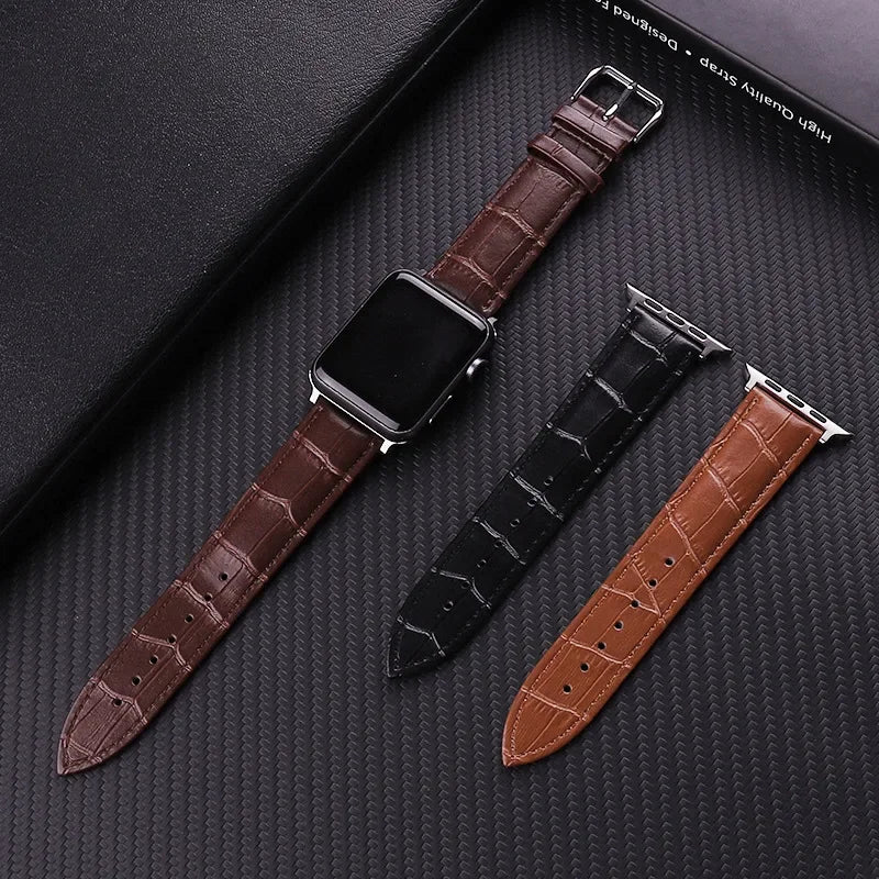 Ανταλλακτικό βραχιόλι για Apple Watch από δέρμα και ατσάλι 