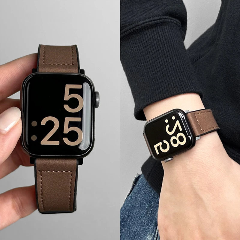 Ανταλλακτικό λουράκι για Apple Watch από καφέ δέρμα