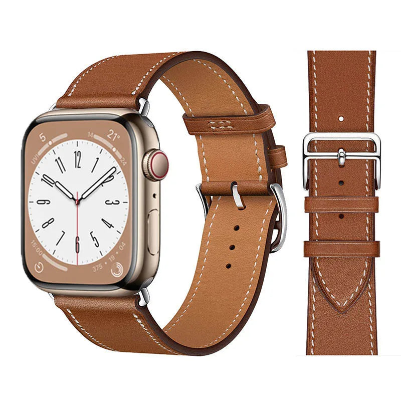 Ανταλλακτικό λουράκι από δέρμα καφέ για Apple Watch για γυναίκες και άνδρες
