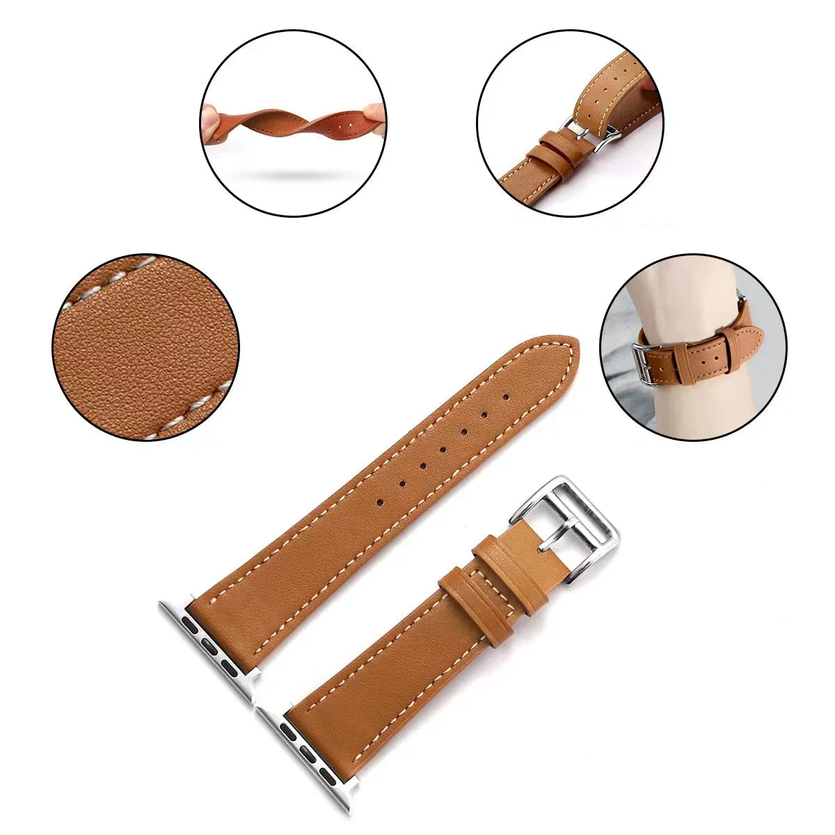 Ανταλλακτικό λουράκι από δέρμα για Apple Watch για γυναίκες και άνδρες