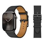 Ανταλλακτικό λουράκι από μαύρο δέρμα για Apple Watch για γυναίκες και άνδρες