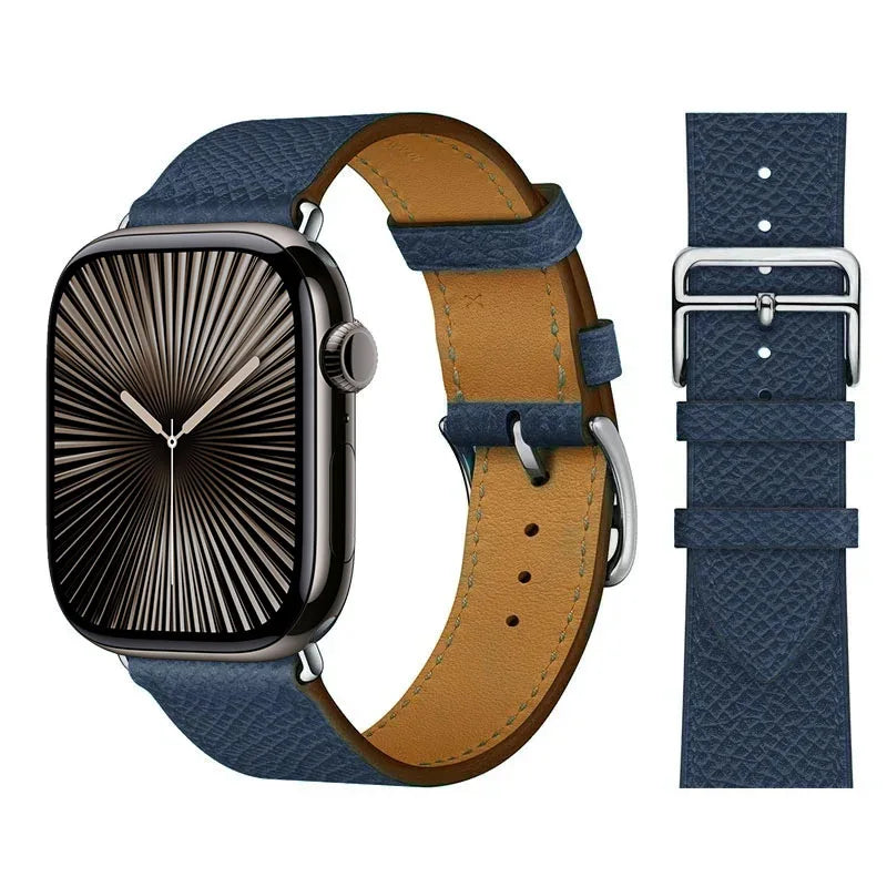 Ανταλλακτικό λουράκι από μπλε δέρμα για Apple Watch για γυναίκες και άνδρες