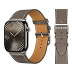 Ανταλλακτικό λουράκι από γκρι δέρμα για Apple Watch για γυναίκες και άνδρες