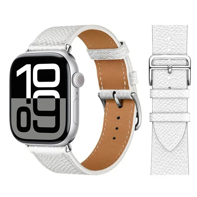 Ανταλλακτικό λουράκι από λευκό δέρμα για Apple Watch για γυναίκες και άνδρες