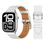 Ανταλλακτικό λουράκι από λευκό δέρμα για Apple Watch για γυναίκες και άνδρες