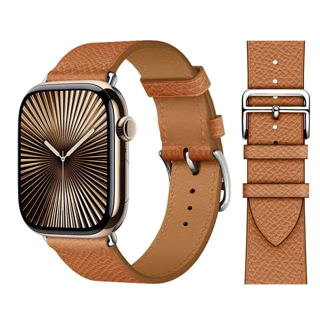 Ανταλλακτικό λουράκι από δέρμα καφέ για Apple Watch για γυναίκες και άνδρες