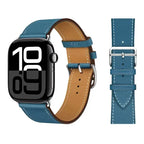 Ανταλλακτικό λουράκι από μπλε δέρμα για Apple Watch για γυναίκες και άνδρες