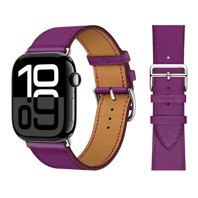 Ανταλλακτικό λουράκι από μοβ δέρμα για Apple Watch για γυναίκες και άνδρες