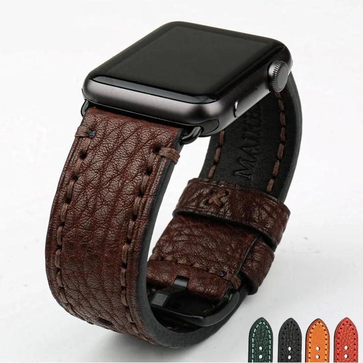 Ανταλλακτικό λουράκι για Apple Watch από καφέ δέρμα παλαίωσης