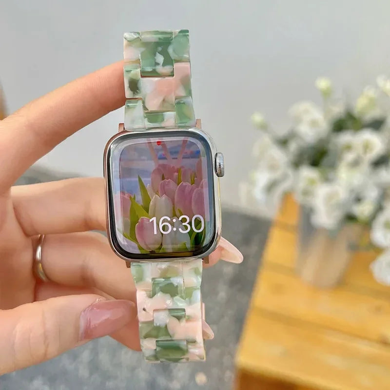 Ανταλλακτικό βραχιόλι για <span data-glossary-id="Apple Watch">Apple Watch</span> από ρητίνη σε πράσινο και ροζ χρώμα