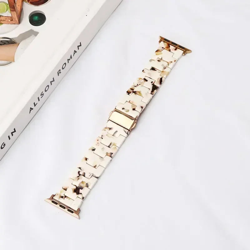 Ανταλλακτικό βραχιόλι για <span data-glossary-id="Apple Watch">Apple Watch</span> από ρητίνη σε λευκό και καφέ χρώμα