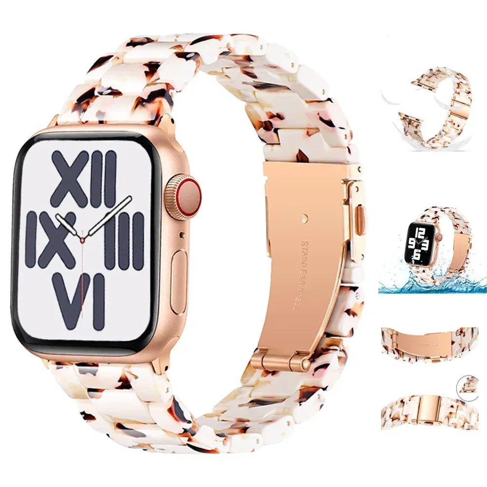 Ανταλλακτικό βραχιόλι για <span data-glossary-id="Apple Watch">Apple Watch</span> από ρητίνη σε λευκό και καφέ χρώμα